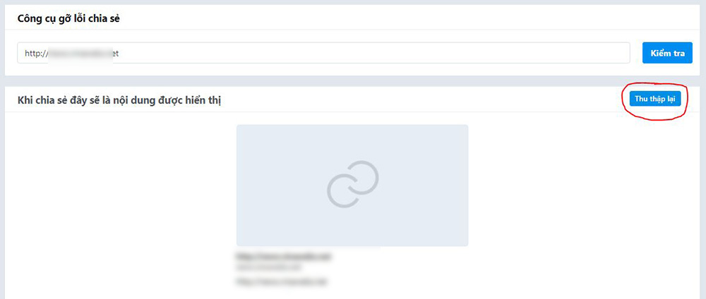 Gỡ lỗi "Thu thập lại" dữ liệu khi chia sẽ link trên Zalo - facebook