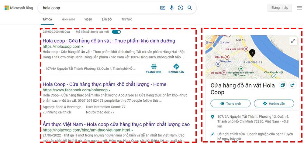 Một thương hiệu IT Express xây dựng trên website và google map khi tìm kiếm bằng Bing.com