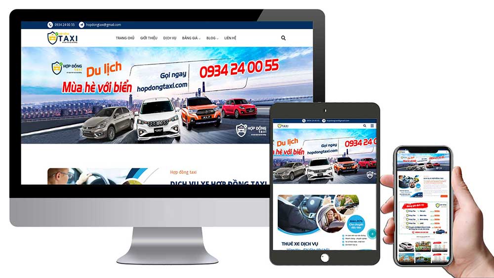 Thiết kế web đẹp cho dịch vụ taxi - vận chuyển - du lịch