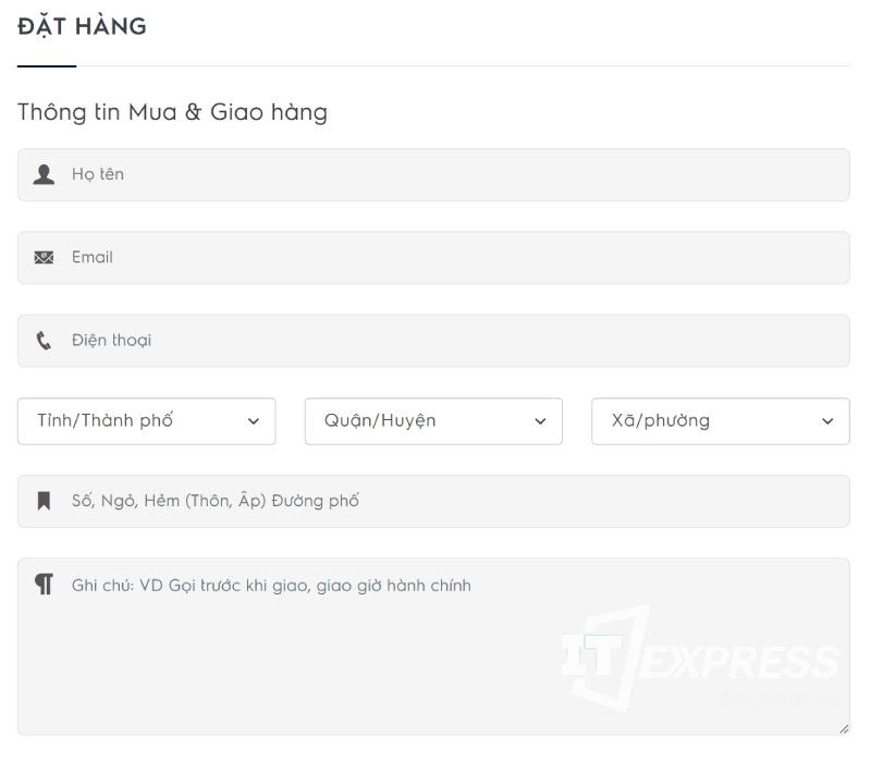 Form đặt hàng đơn giản và nhanh chóng