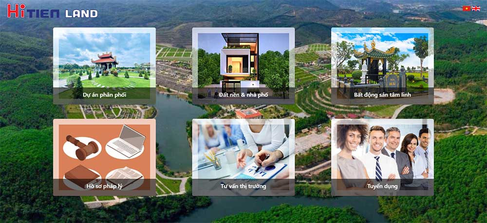 Giao diện website BĐS công ty cổ phần HiTien Land - Trang chủ
