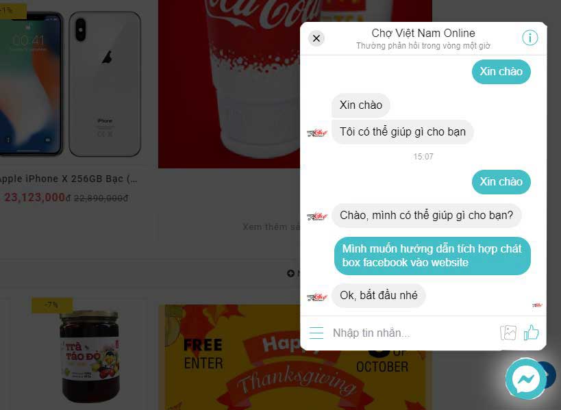 Hướng dẫn tích hợp code Chat Messenger trực tiếp của Facebook (real time) vào website.