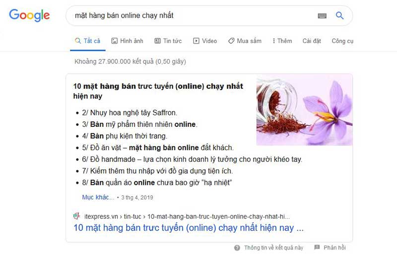 Thu hút khách hàng vào website nhờ kết quả nổi bật trên google