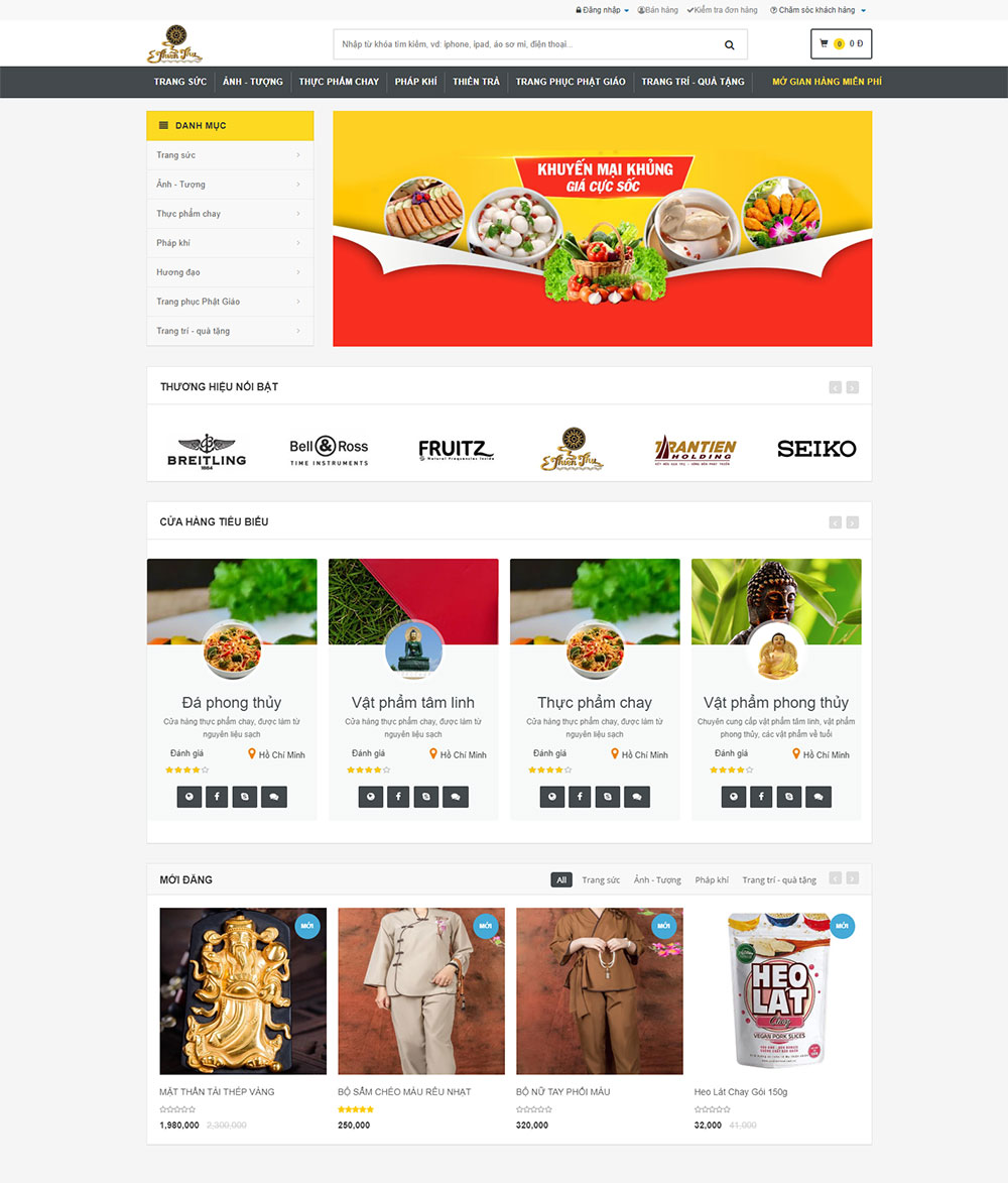 Mẫu web bán hàng phổ biến dành cho nhiều loại mặt hàng khác nhau