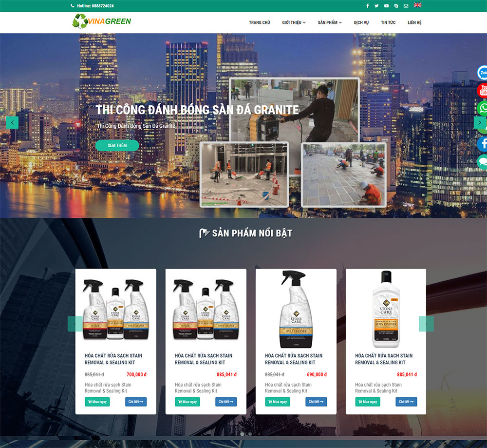 Mẫu website bán hàng phổ biến tràn màn hình
