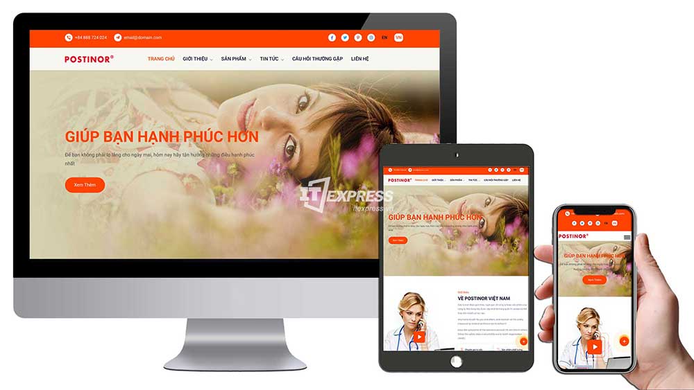2. Mẫu website công ty dịch vụ sức khỏe, y tế hoặc thực phẩm chức năng