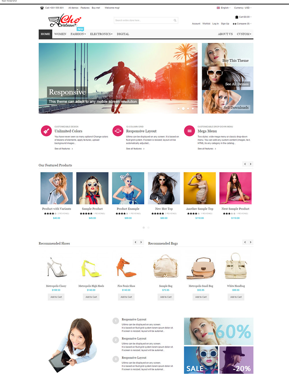 Website bán hàng TMĐT thiết kế responsive Ultimo