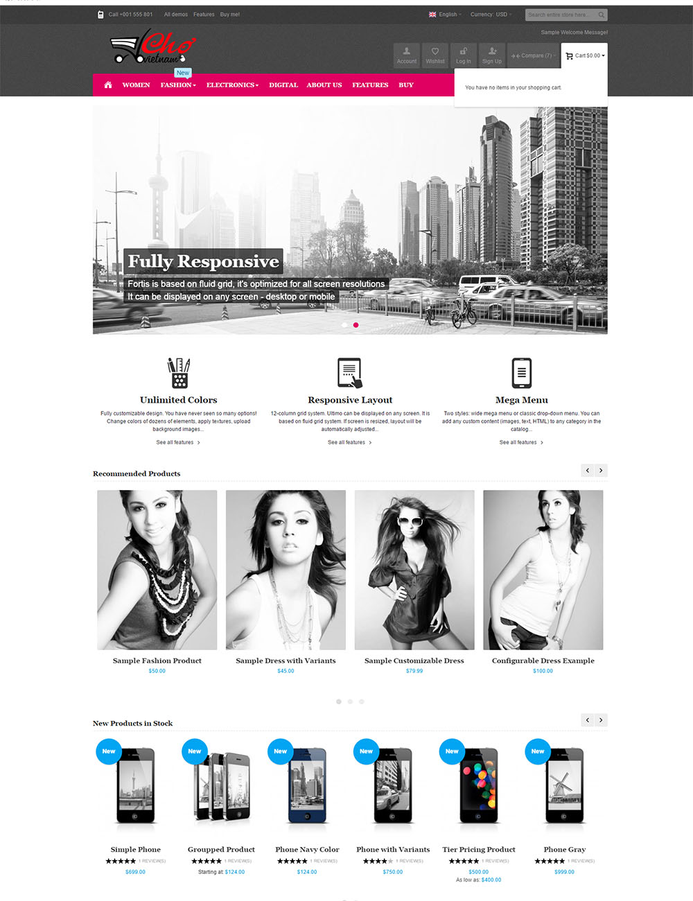 Mẫu website bán hàng (thương mại điện tử) (Fortis)