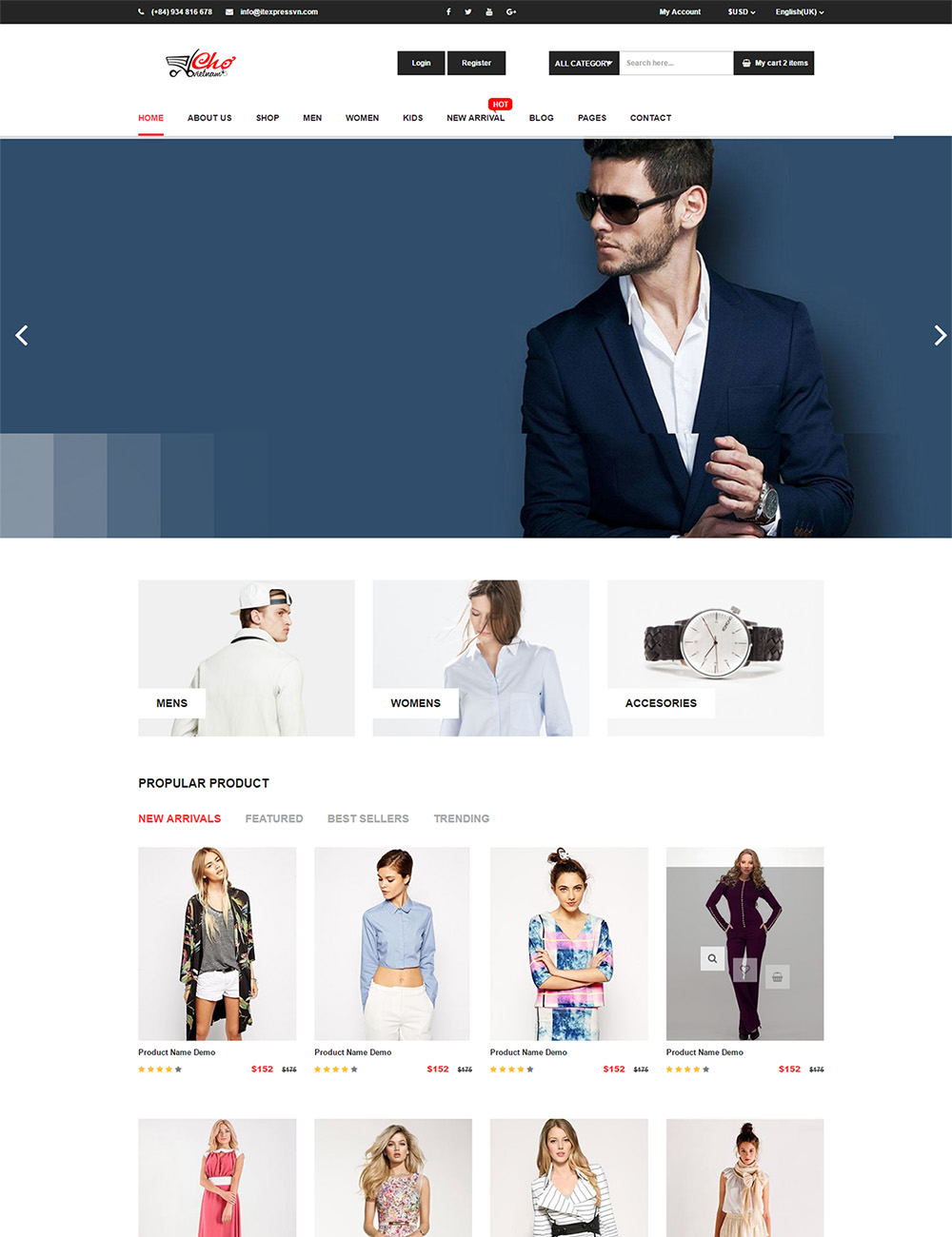 Mẫu giao diện website bán hàng thời trang