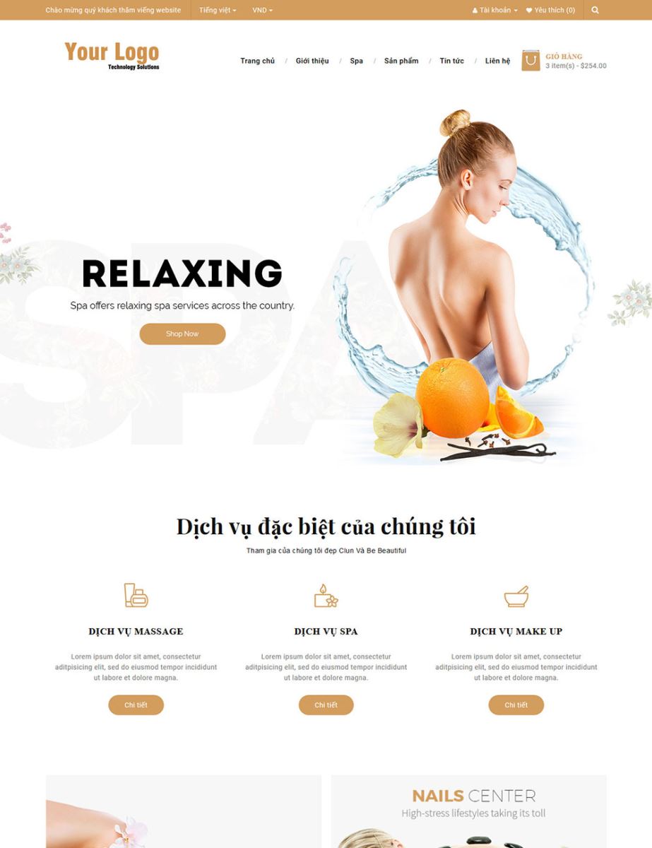 Mẫu website Spa - làm đẹp - bán mỹ phẩm