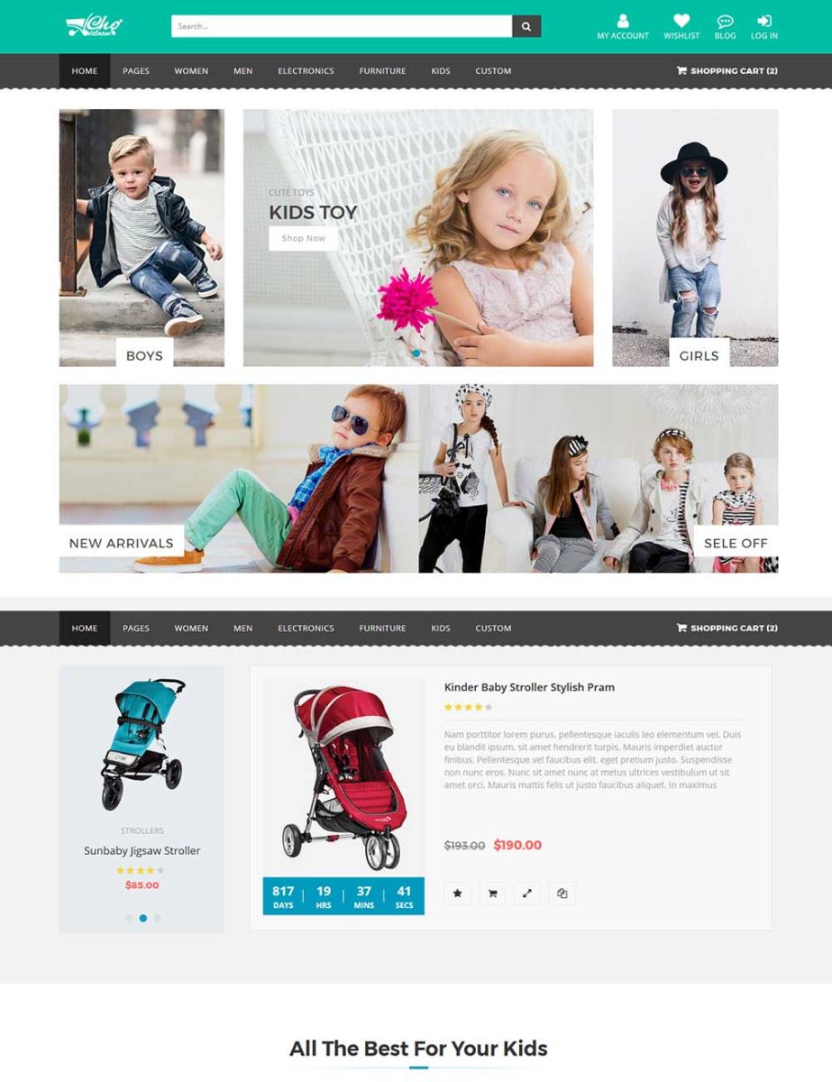 Mẫu website bán thời trang, vật dụng trẻ em