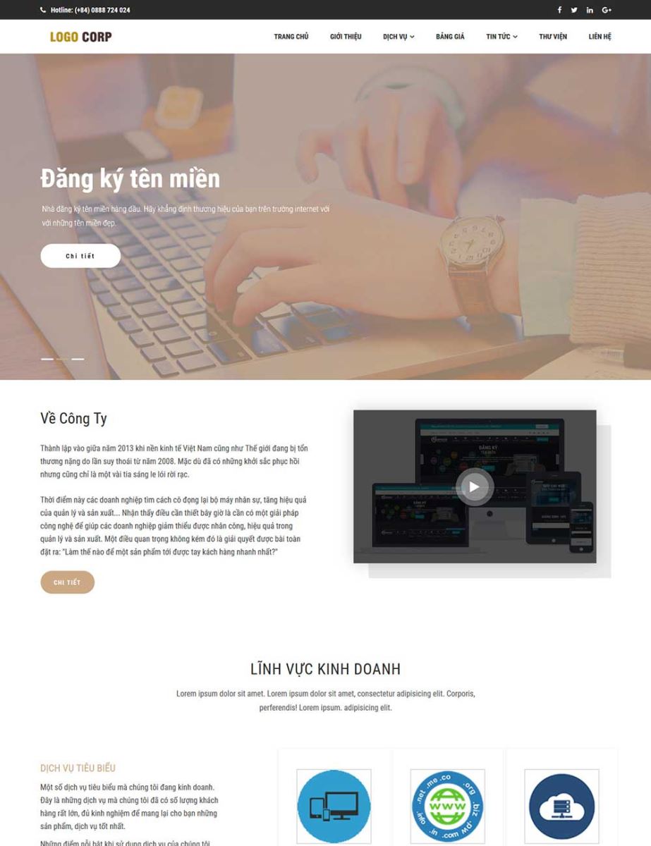 Mẫu website giới thiệu công ty, tập đoàn chuyên nghiệp