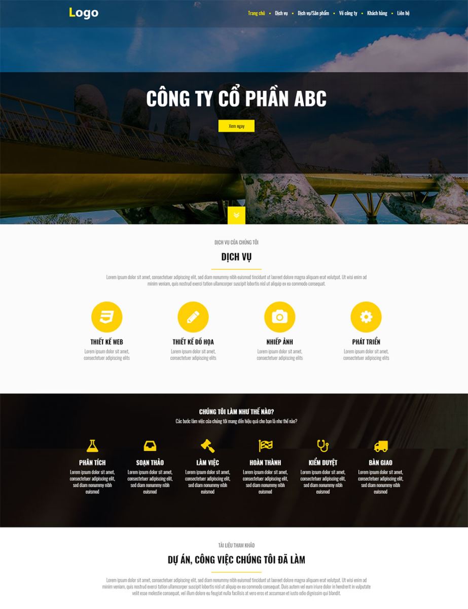 Mẫu website giới thiệu công ty, tập đoàn, nhà hàng One-page