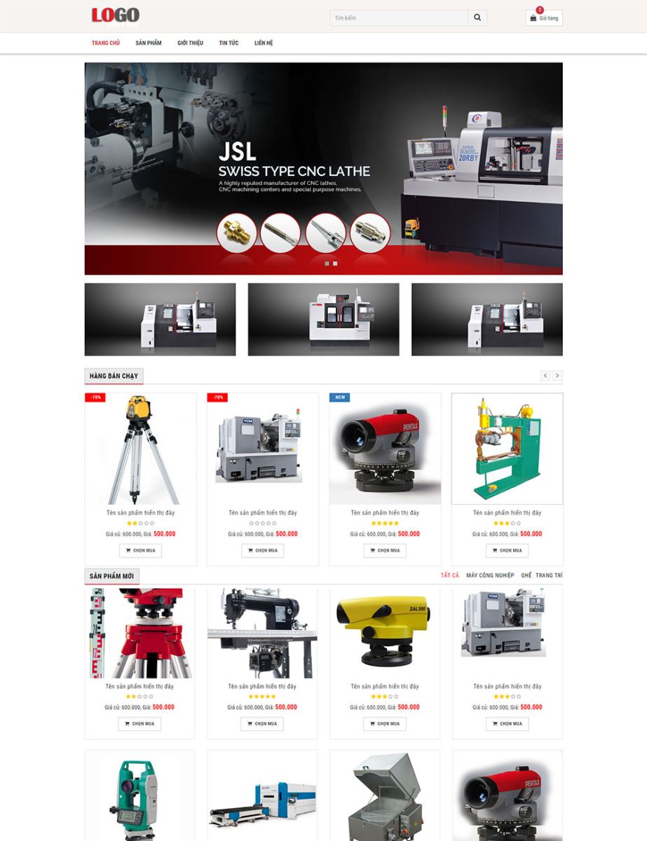 Mẫu website bán hàng, máy móc, điện tử, máy công nghiệp 2018