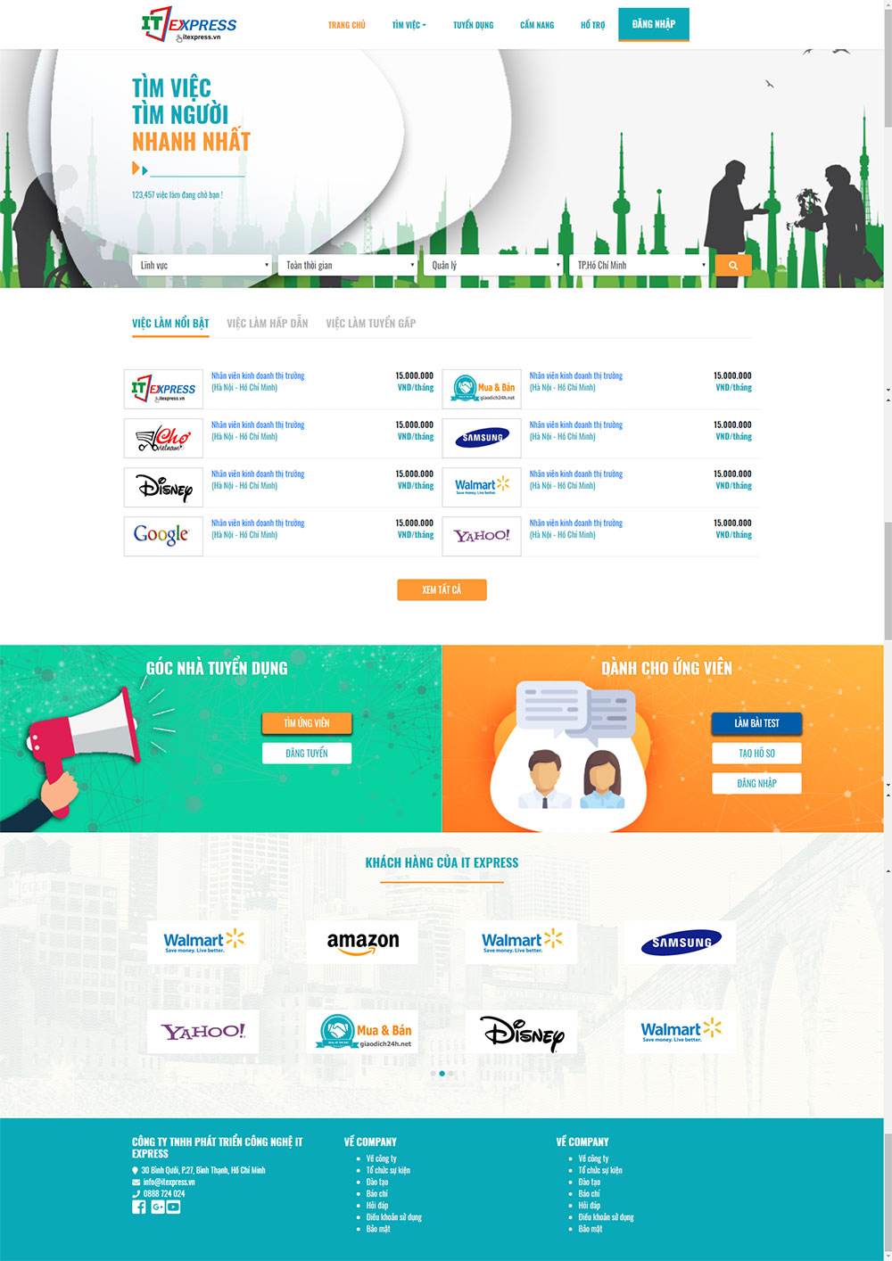Mẫu website tuyển dụng chuyên nghiệp, giao diện responsive 2019