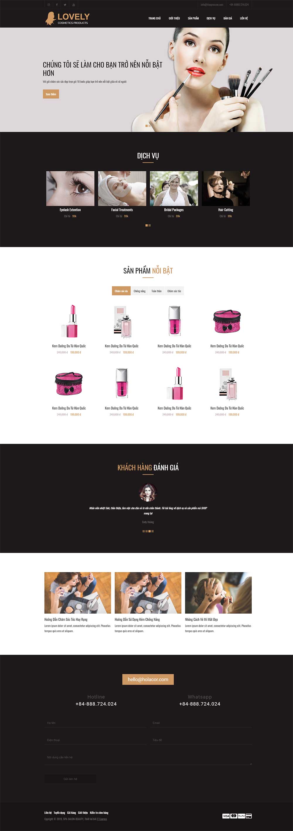 Mẫu web làm đẹp - bán hàng mỹ phẩm - Spa - Salon