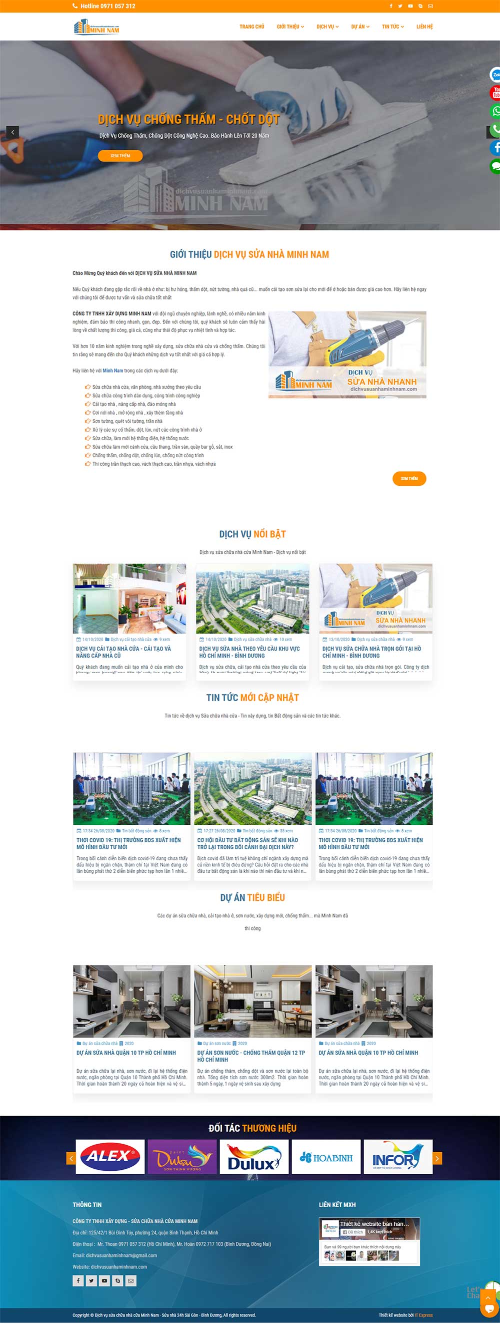 Mẫu website giới thiệu dịch vụ, dự án xây dựng, dự án BĐS