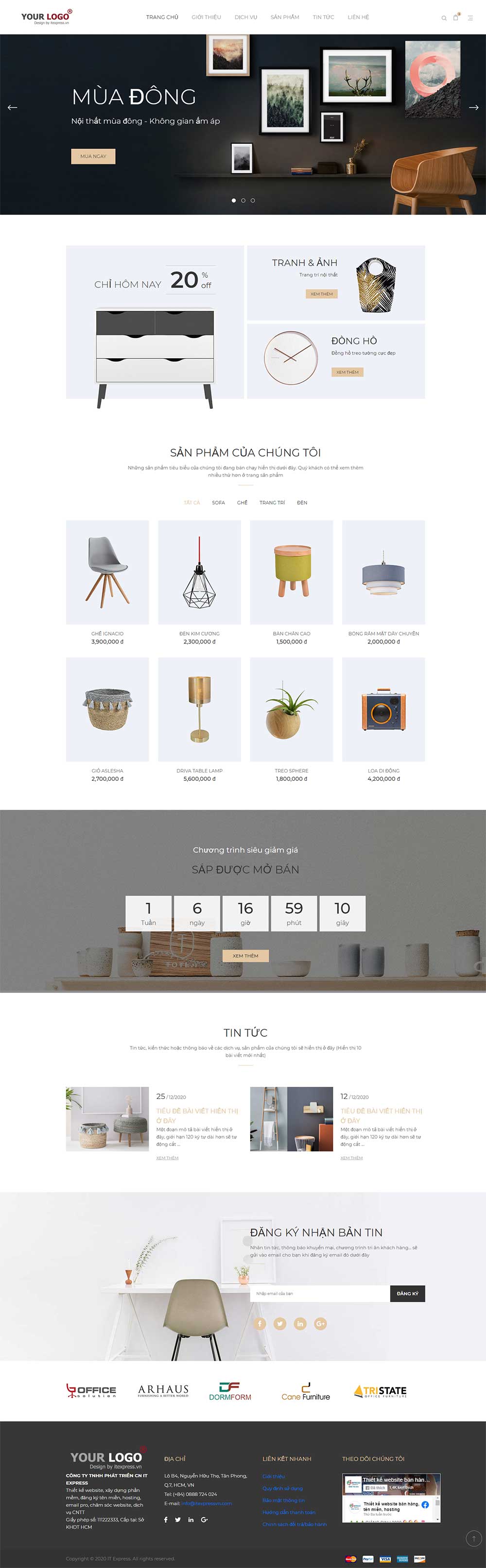 Mẫu website bán hàng nội thất, gia dụng hoặc thời trang
