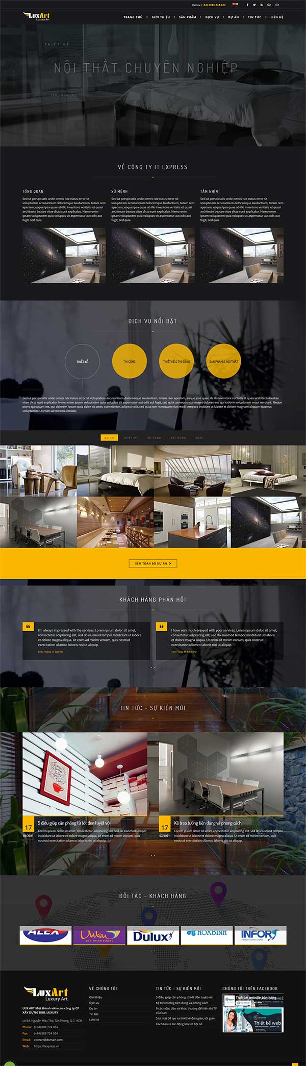 Mẫu website nội thất - (Show dự án, dịch vụ, bán hàng)