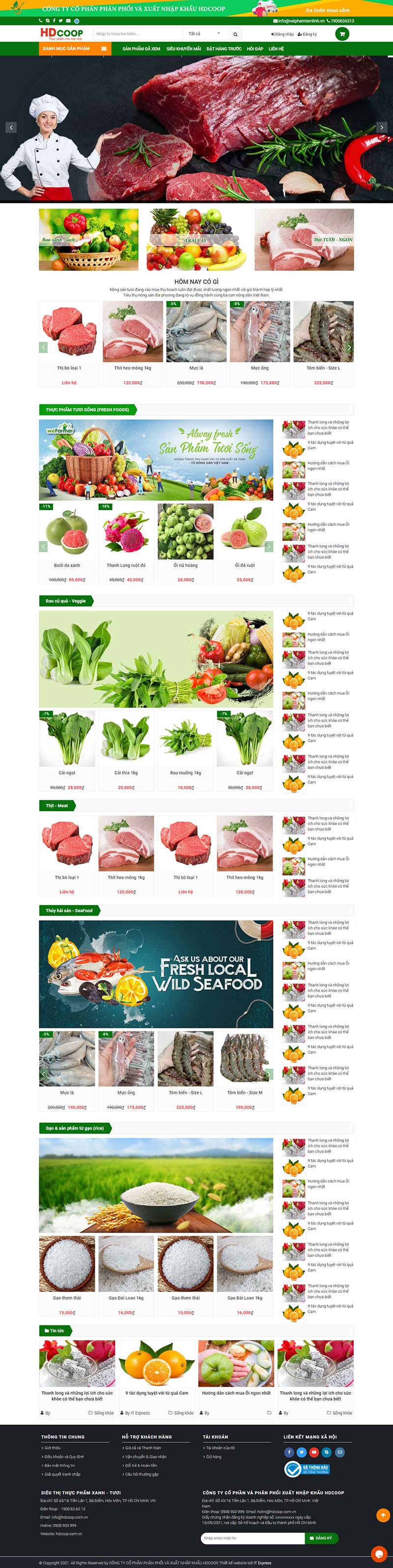 Mẫu website bán hàng thực phẩm xanh