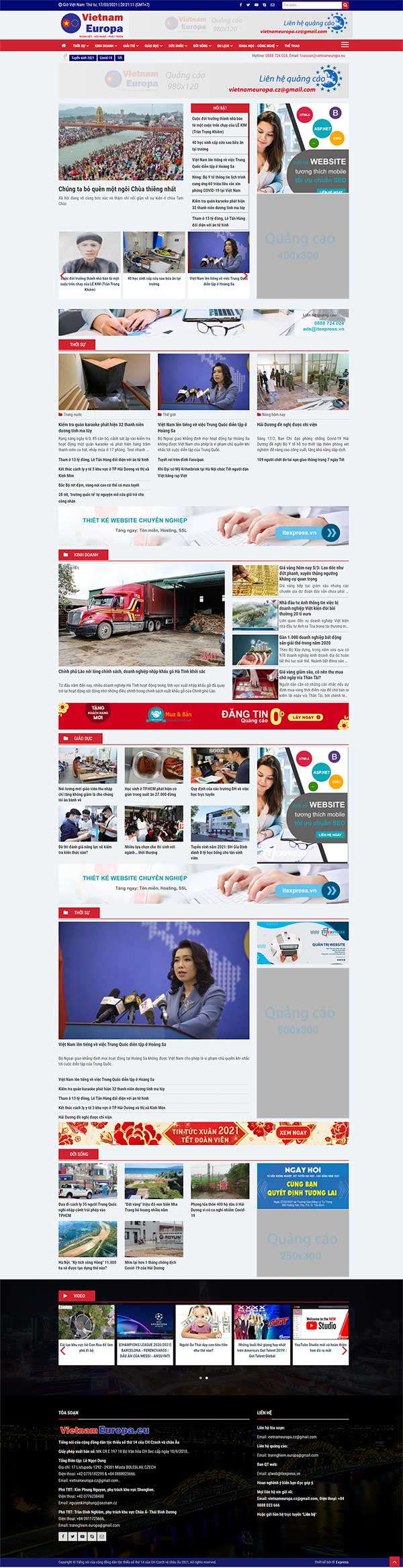 Mẫu website Báo điện tử - Trang tin điện tử chuyên nghiệp - giao diện thông minh
