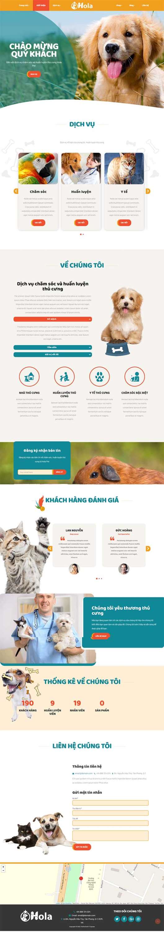 Mẫu giao diện dịch vụ thú cưng