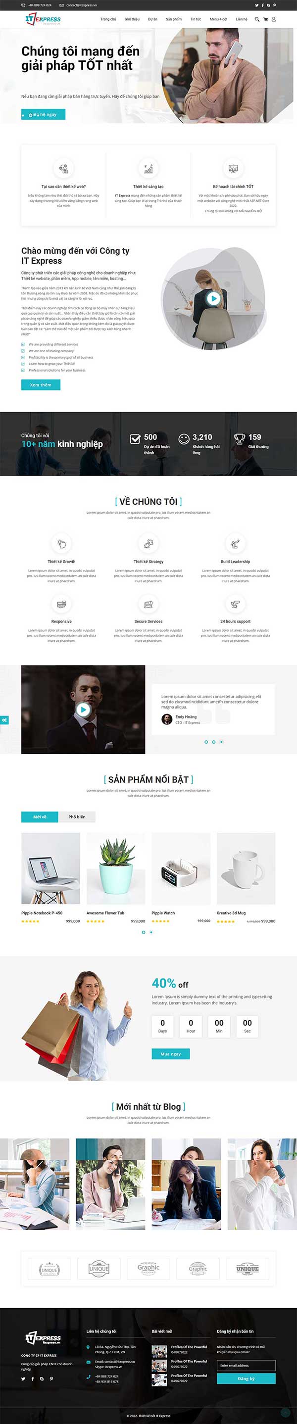 Mẫu website giới thiệu công ty - sản phẩm và bán hàng