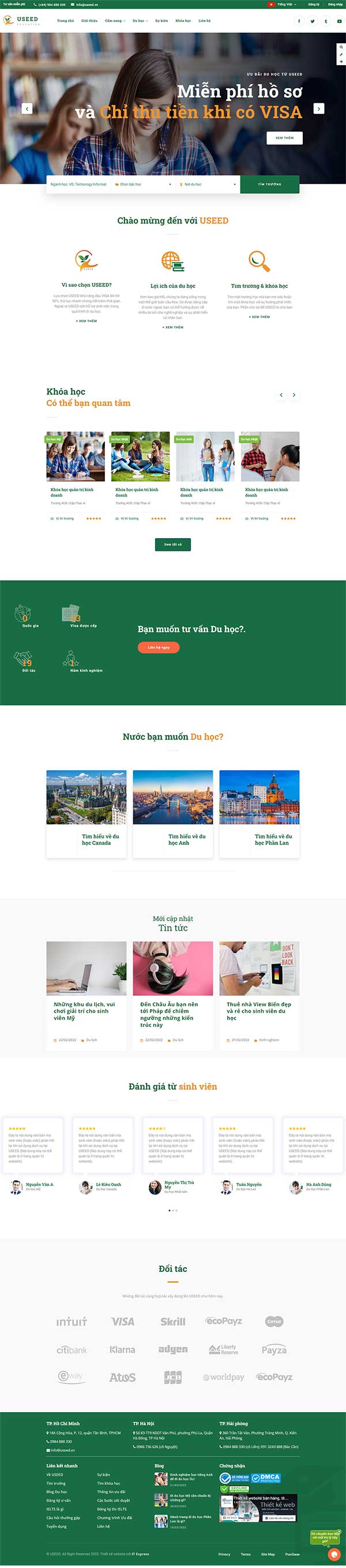 Mẫu website du học - Trung tâm giáo dục
