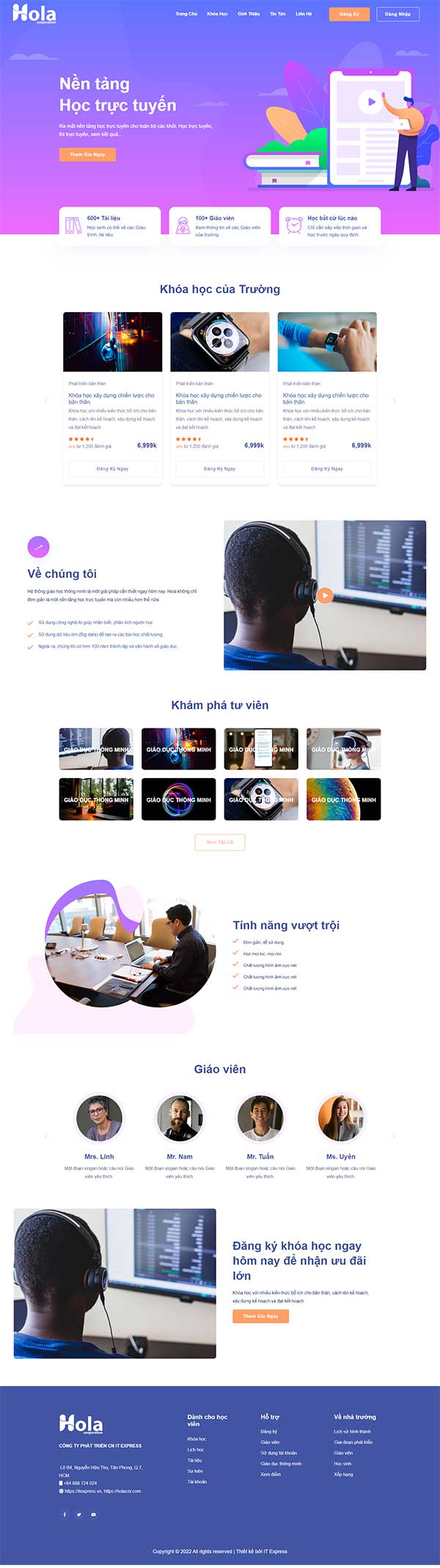 Mẫu website giới thiệu hoặc bán khóa học - Website giáo dục
