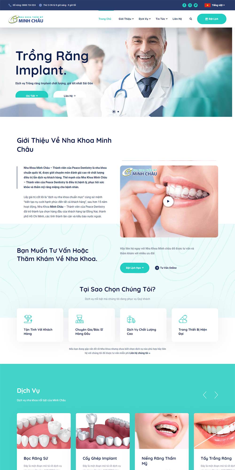 Giao diện website Nha khoa, bệnh viện