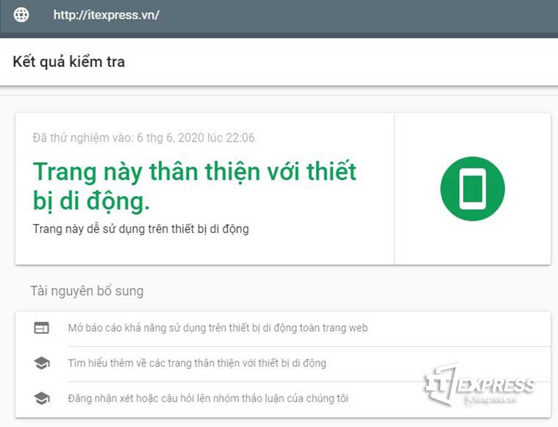 Kiểm tra website thân thiện với di động