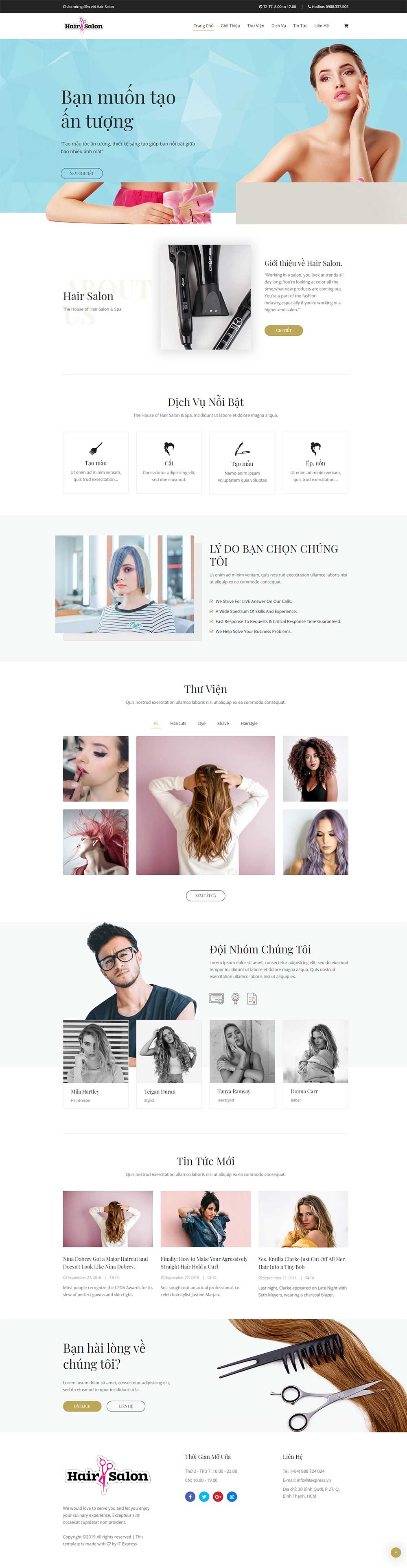 Mẫu website Spa - Salon các cửa hàng làm đẹp