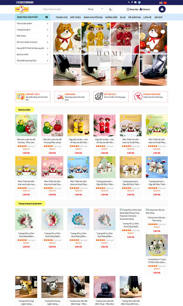 Mẫu website TMĐT - Bán hàng (Quà lưu niệm mauviet.com.vn)