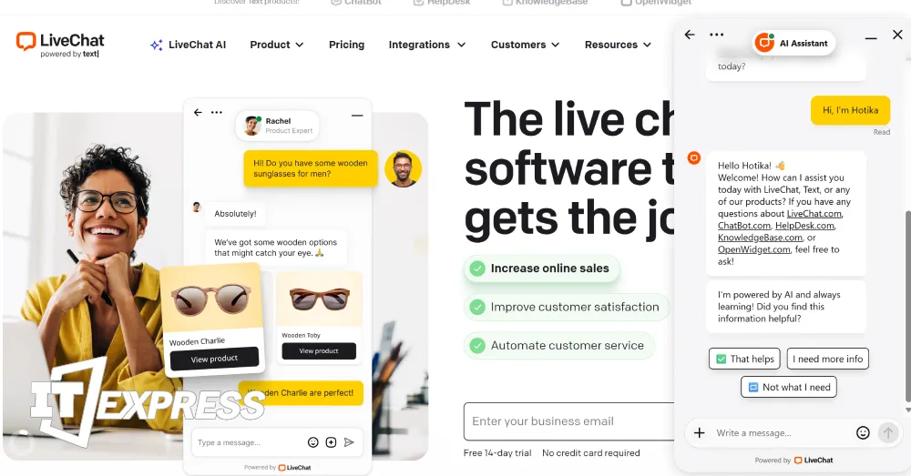 Công cụ chatbox LiveChat.com tích hợp chatbox có AI vào website