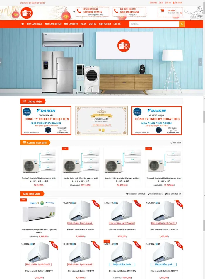 Mẫu website bán hàng điện lạnh - chuyên nghiệp