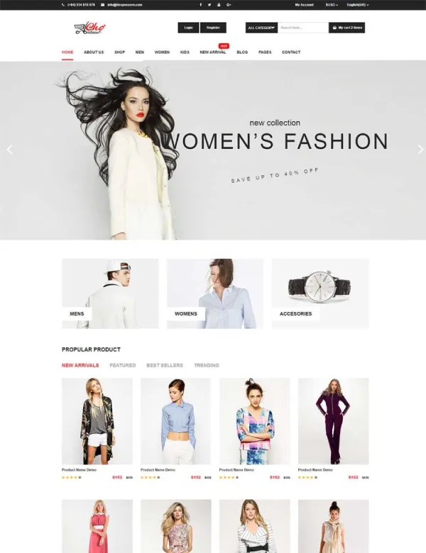 Mẫu website bán hàng thời trang 