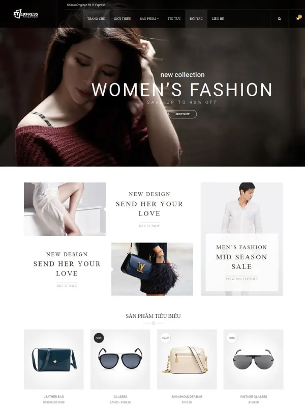 Mẫu website bán hàng thời trang form tối