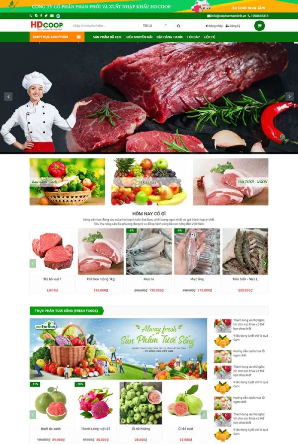 Mẫu website bán thực phẩm sạch