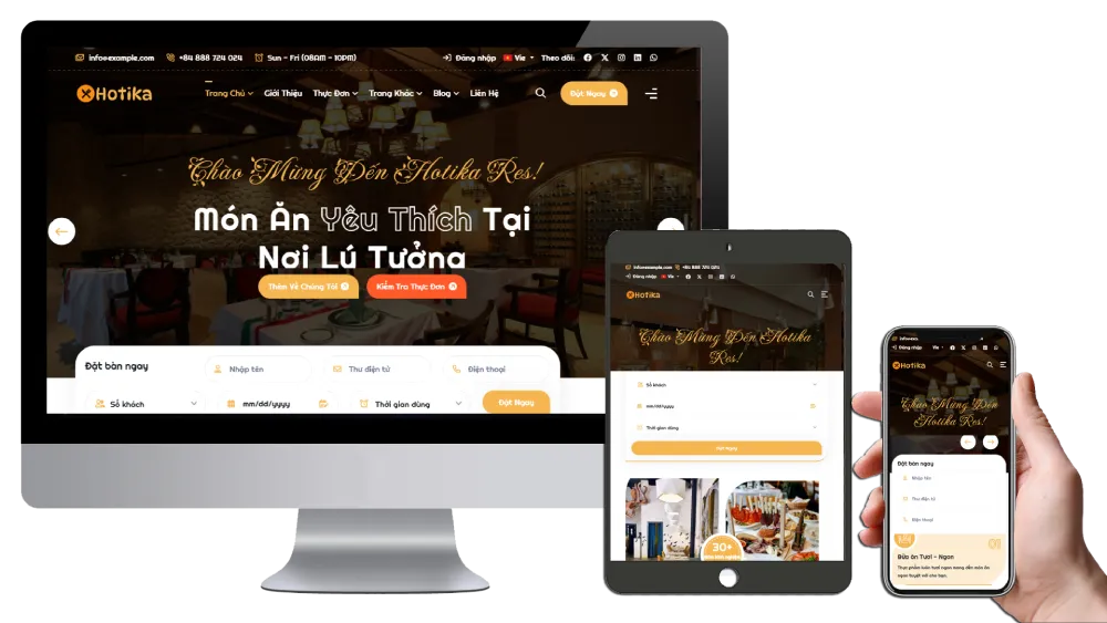 Tổng hợp những mẫu website nhà hàng, khách sạn, quán cafe phổ biến 2025