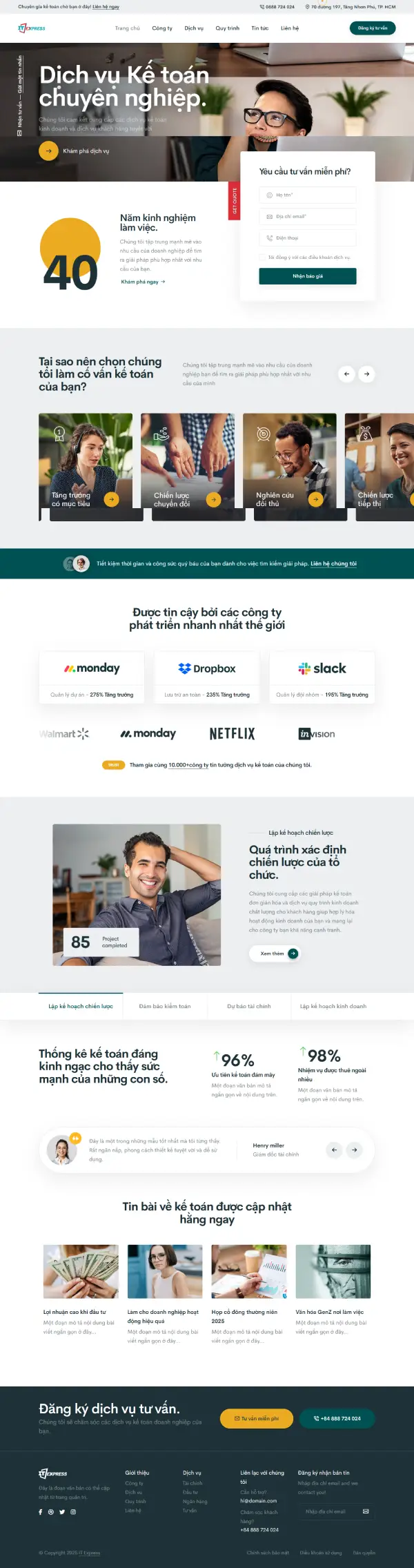 Dự án website công ty dịch vụ Kế toán - Tài chính
