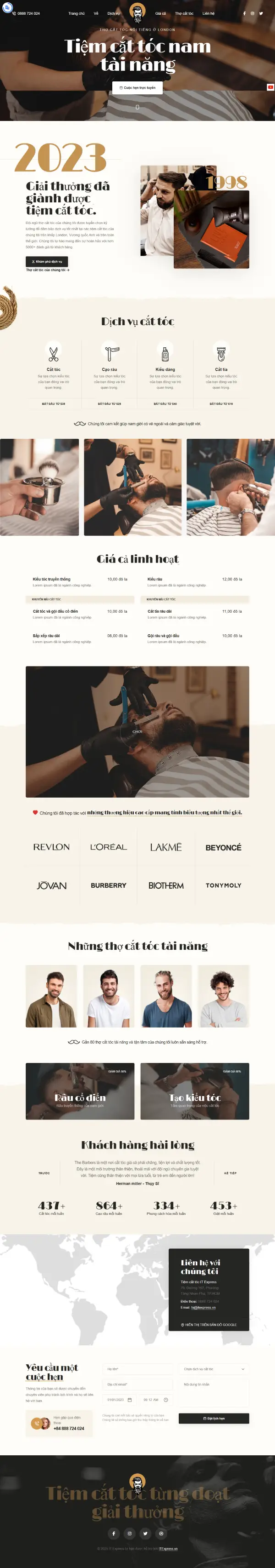 Dự án website chuỗi cửa hàng cắt tóc Nam Barber (Landing page)
