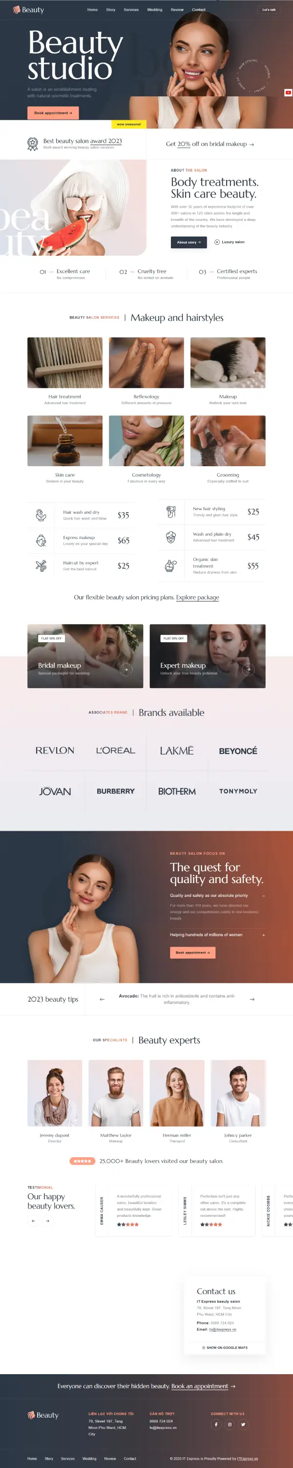 Dự án website Salon làm đẹp 2025