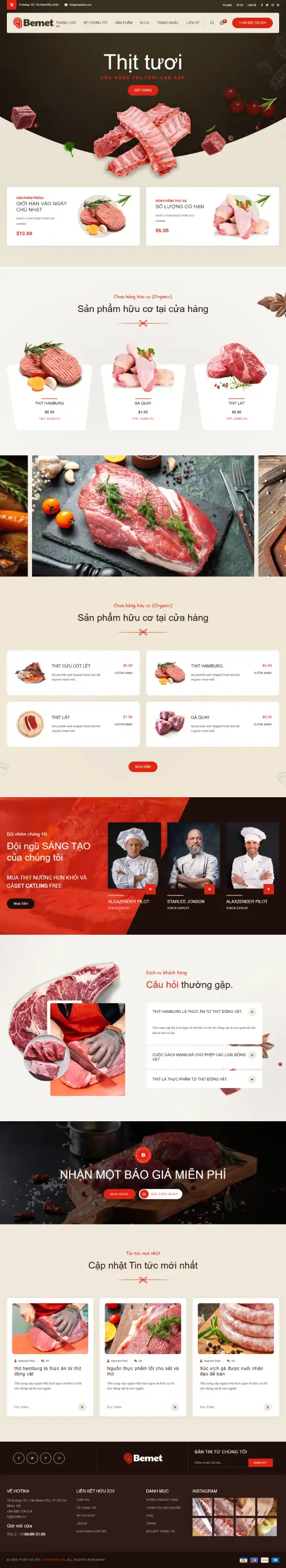 Dự án thiết kế website phù hợp nhà hàng - Cửa hàng thực phẩm (Thị)