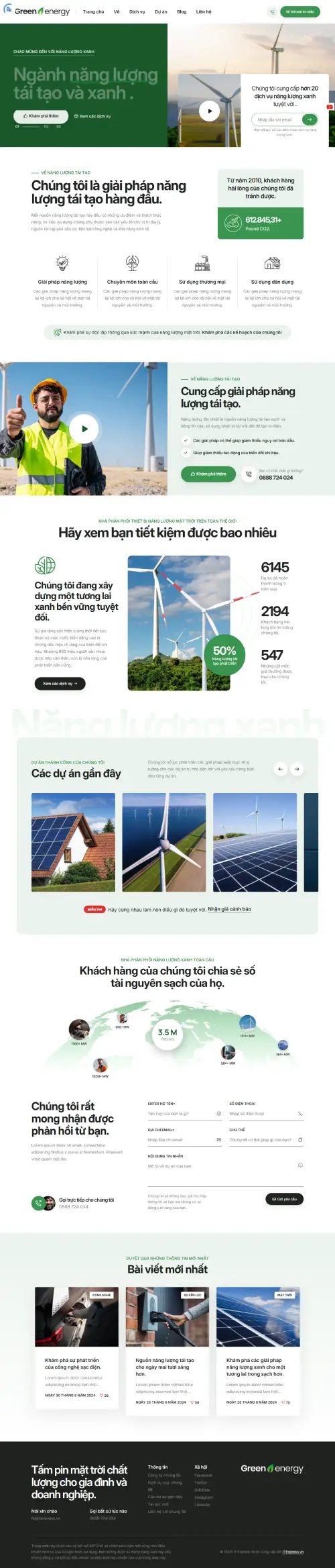 Dự án thiết kế web công ty năng lượng xanh Green Energy