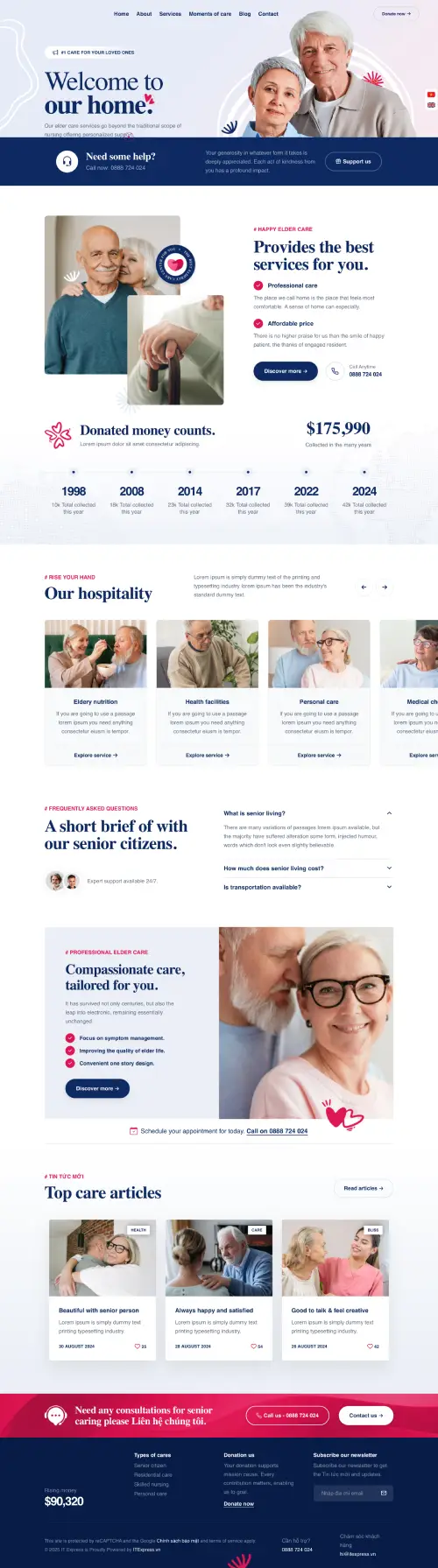 Dự án website dịch vụ sức khoẻ cho người già Elder Care