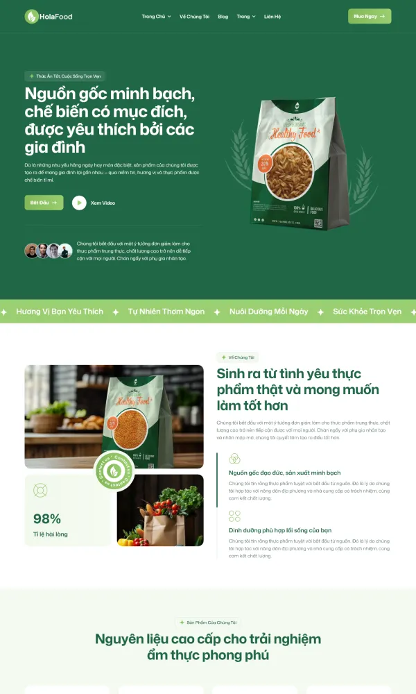 Mẫu website xây dựng thương hiệu - thực phẩm phẩm thiên nhiên tốt cho sức khỏe