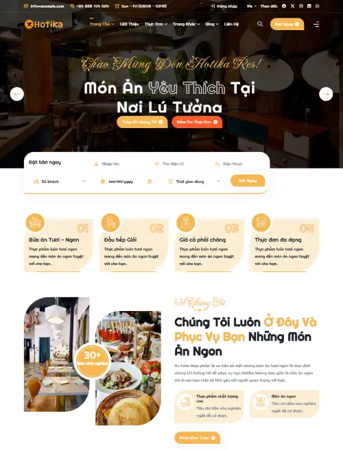 Dự án thiết kế website nhà hàng sang trọng 5 sao (nhà hàng quốc tế)