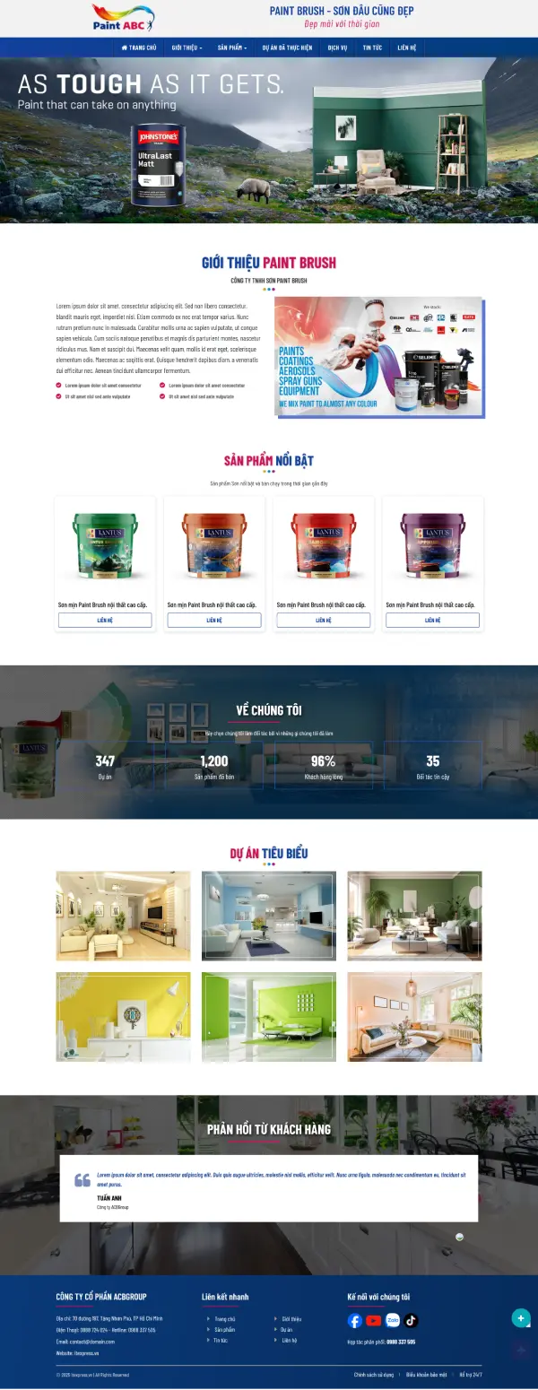 Website giới thiệu công ty, sản phẩm, dự án Sơn